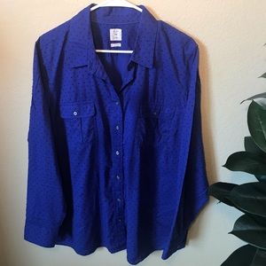 GAP Women Cobalt Blue Swiss Dot button up top XL